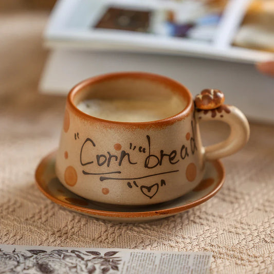 手工复古陶瓷马克杯套装 - 优雅咖啡 & 茶杯