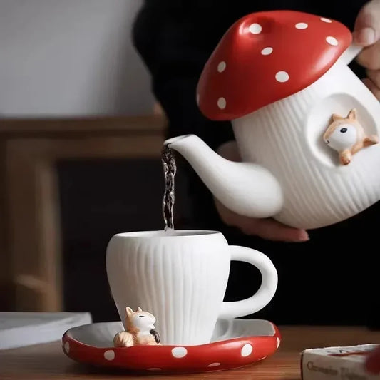 Tazza in ceramica a forma di fungo con coperchio – Divertenti bicchieri per la colazione