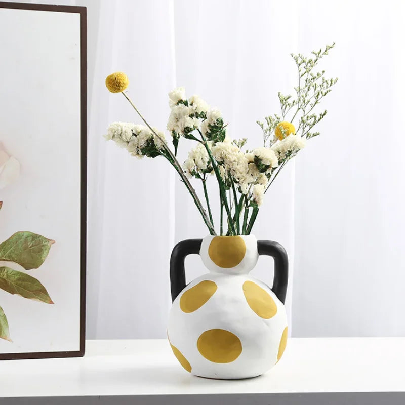 Hand-Painted Milk Pot Ceramic Vase - Artful Home Accent