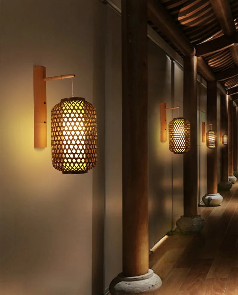 Lampada da parete rustica in bambù: decorazione per la casa ecologica