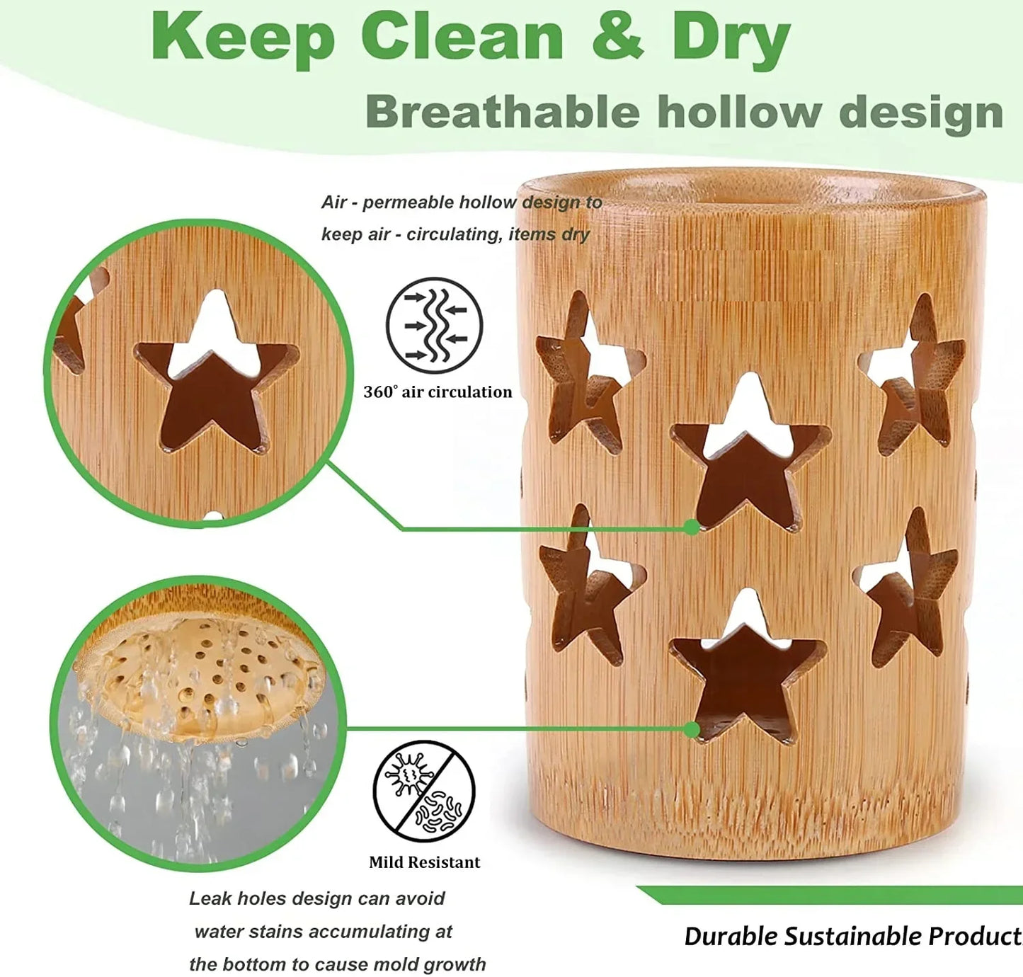 Eco-Friendly Bamboo Toothbrush Holder | Tidy & Stylish Storage