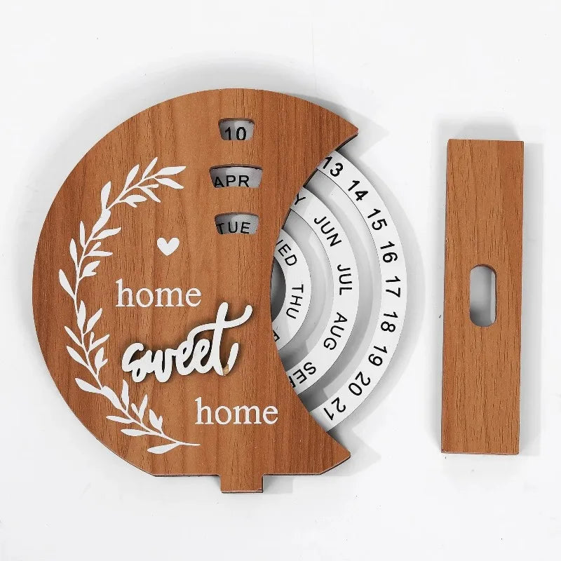Wooden Perpetual Calendar - Elegant Desk Decor for Mindful Spaces