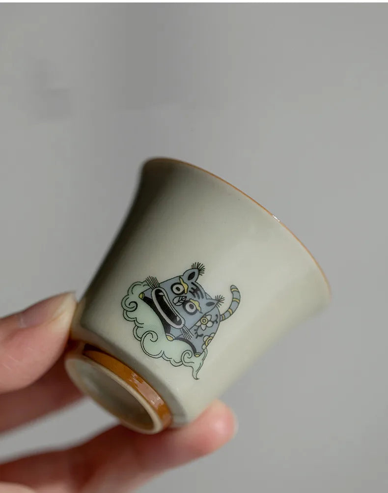 可爱老虎旅行茶具 - 茶爱好者的便携优雅