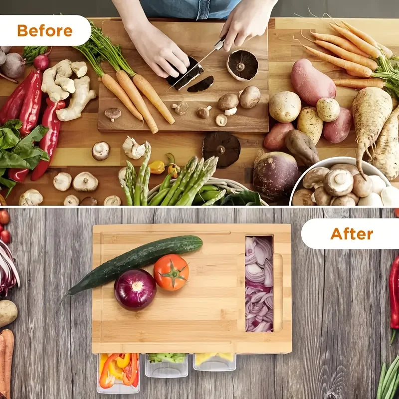 竹制砧板套装带刨丝器 & 收纳——环保型家用厨房工具