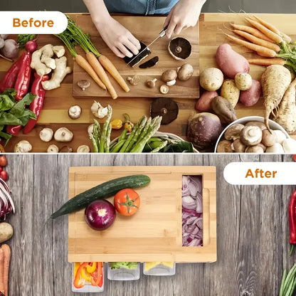 竹制砧板套装带刨丝器 & 收纳——环保型家用厨房工具