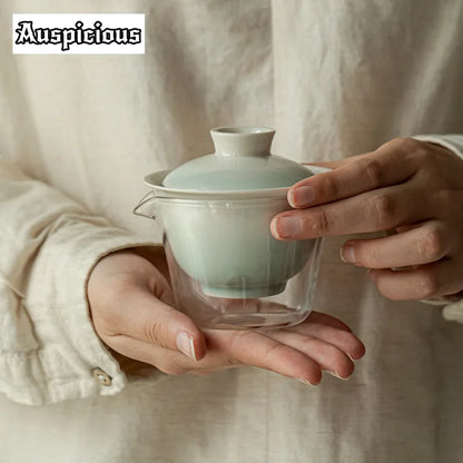 Elegant Gradation Pink Tea Set for Aficionados | Portable & Stylish