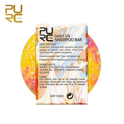PURC Island Silk Shampoo Bar - Smoothing & Shiny Hair, Travel-Friendly