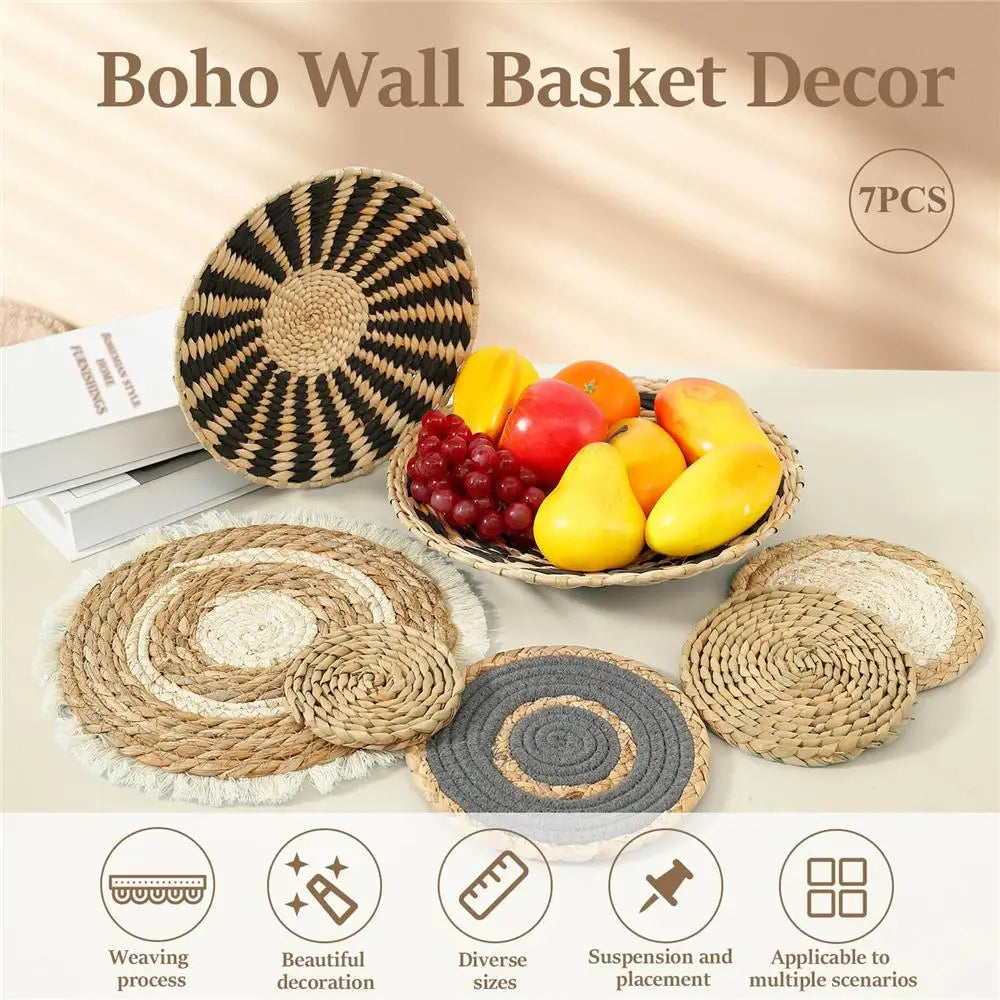 Boho Wall Baskets - Handwoven Seagrass Decor for Stylish Spaces