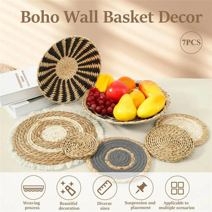Boho Wall Baskets - Handwoven Seagrass Decor for Stylish Spaces