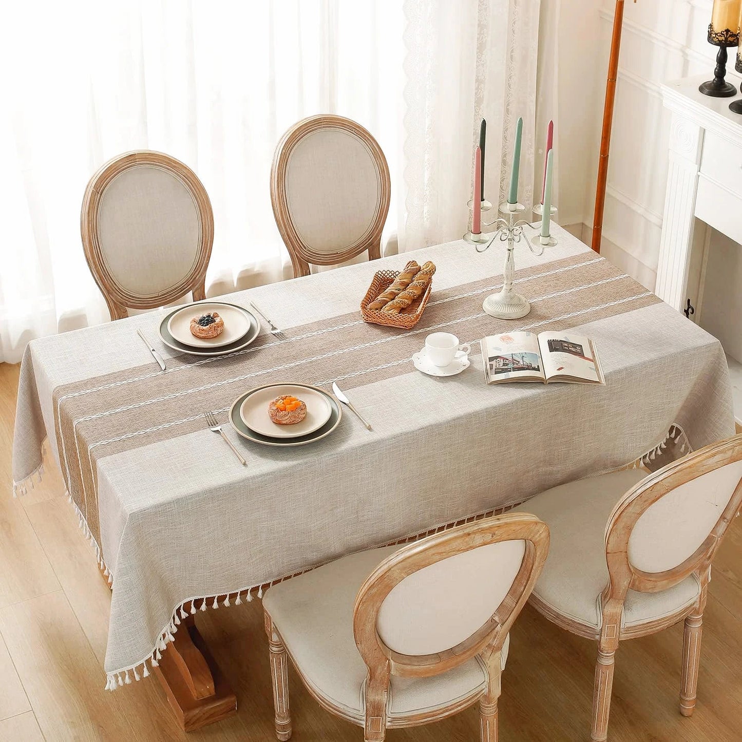 Nappe en coton et lin imperméable Battilo – Élevez le style de salle à manger