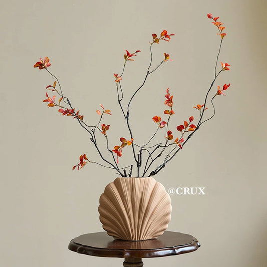 수제 세라믹 쉘 꽃병 | 해안 홈 액센트