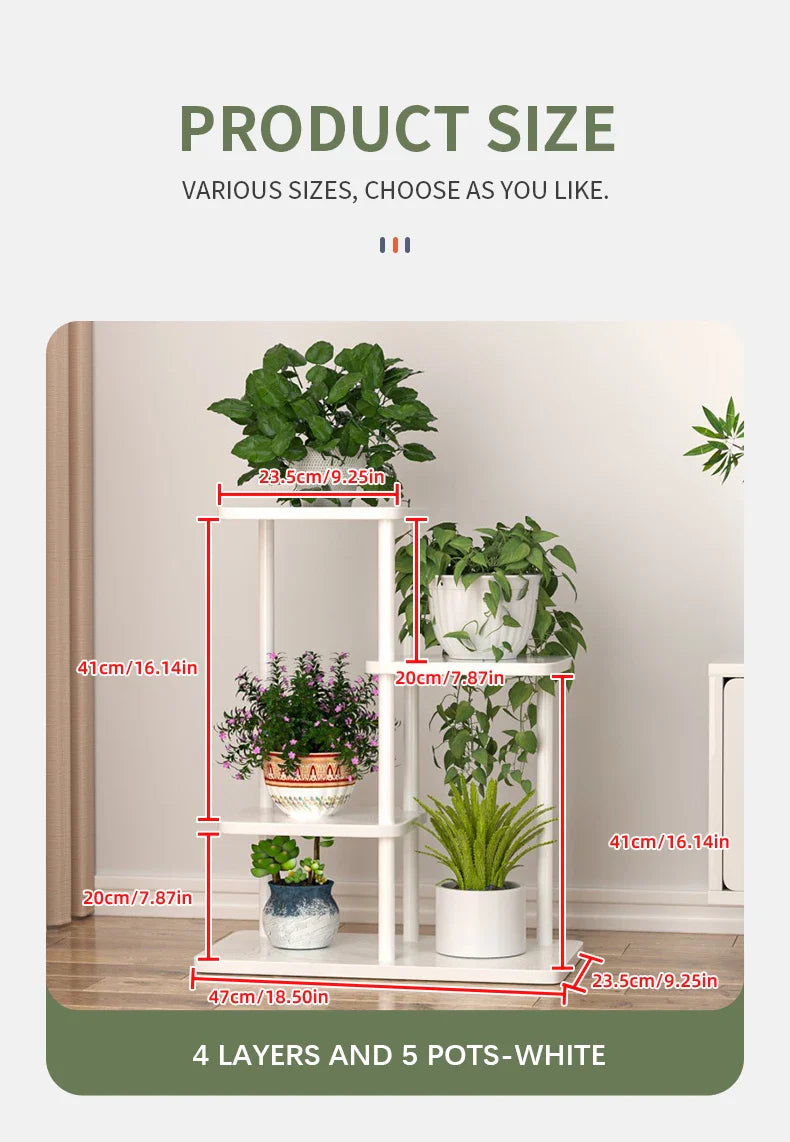 Support pour plantes en bois – Organisateur élégant à 5/6/8 niveaux pour les amateurs de jardin