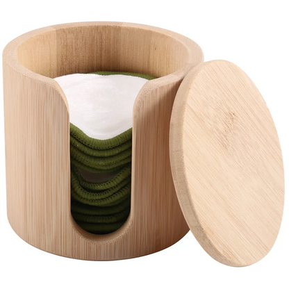 可重复使用的竹制卸妆垫 - 超柔软、环保、带纯素竹桶的礼品套装
