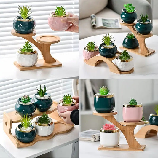 Sgabello porta piante in legno con base per vaso da fiori per interni