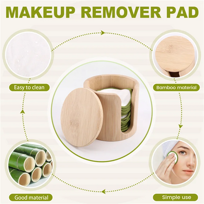 可重复使用的竹制卸妆垫 - 超柔软、环保、带纯素竹桶的礼品套装