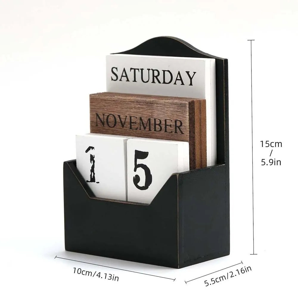 Elegant Wooden Perpetual Calendar - Timeless Desk Essential