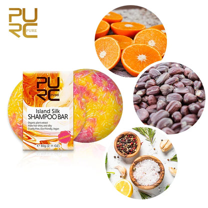 PURC Island Silk Shampoo Bar - Smoothing & Shiny Hair, Travel-Friendly