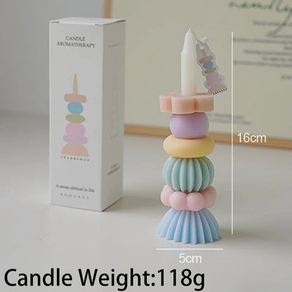 可堆叠几何香薰蜡烛 – 优雅大豆蜡装饰
