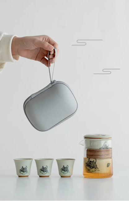 可爱老虎旅行茶具 - 茶爱好者的便携优雅