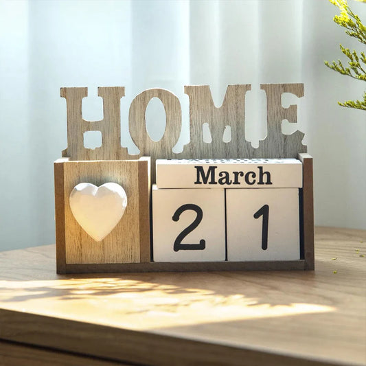 Calendario perpetuo in legno & Portapenne – Elegante organizer da scrivania